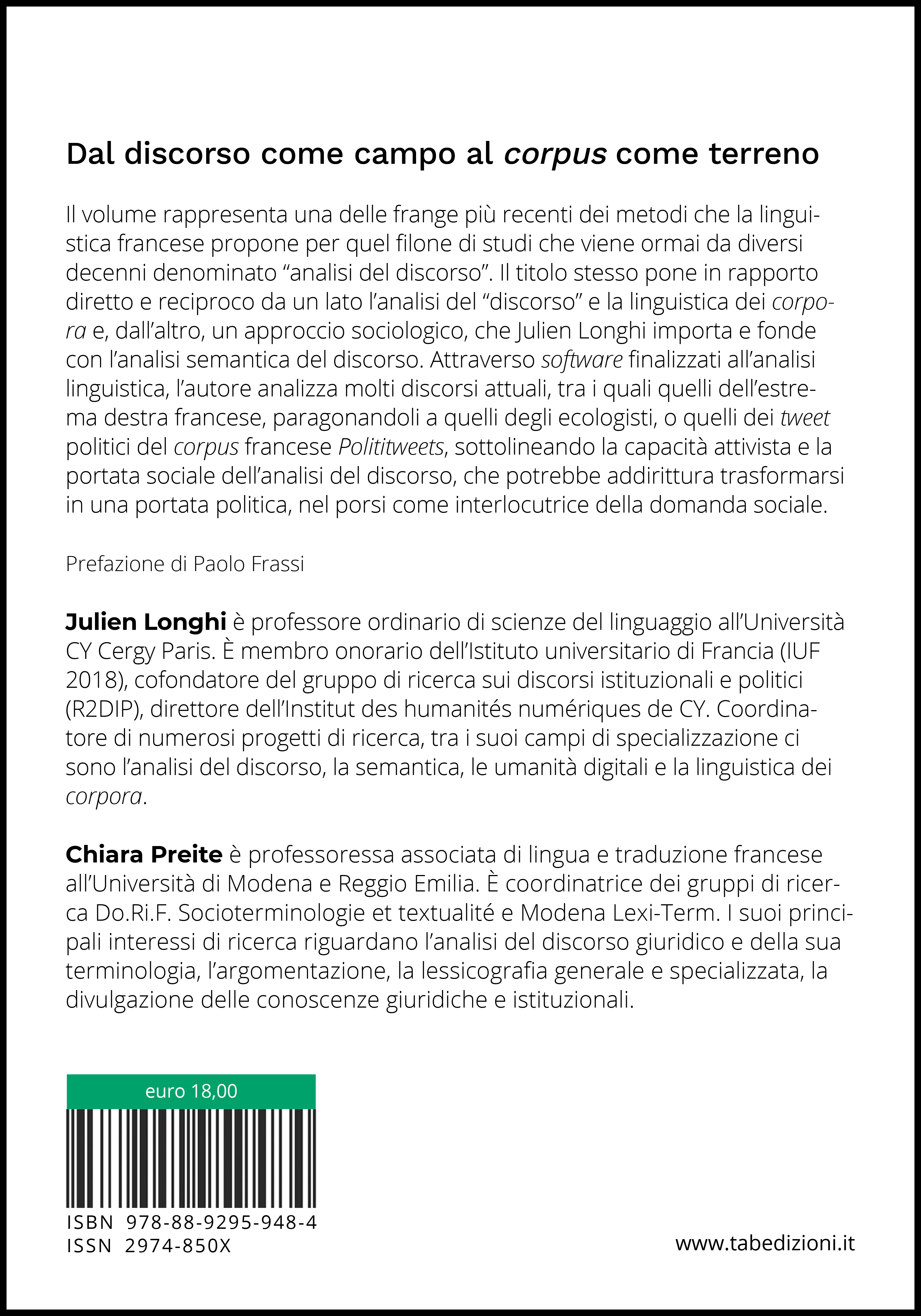 Dal discorso come campo al corpus come terreno