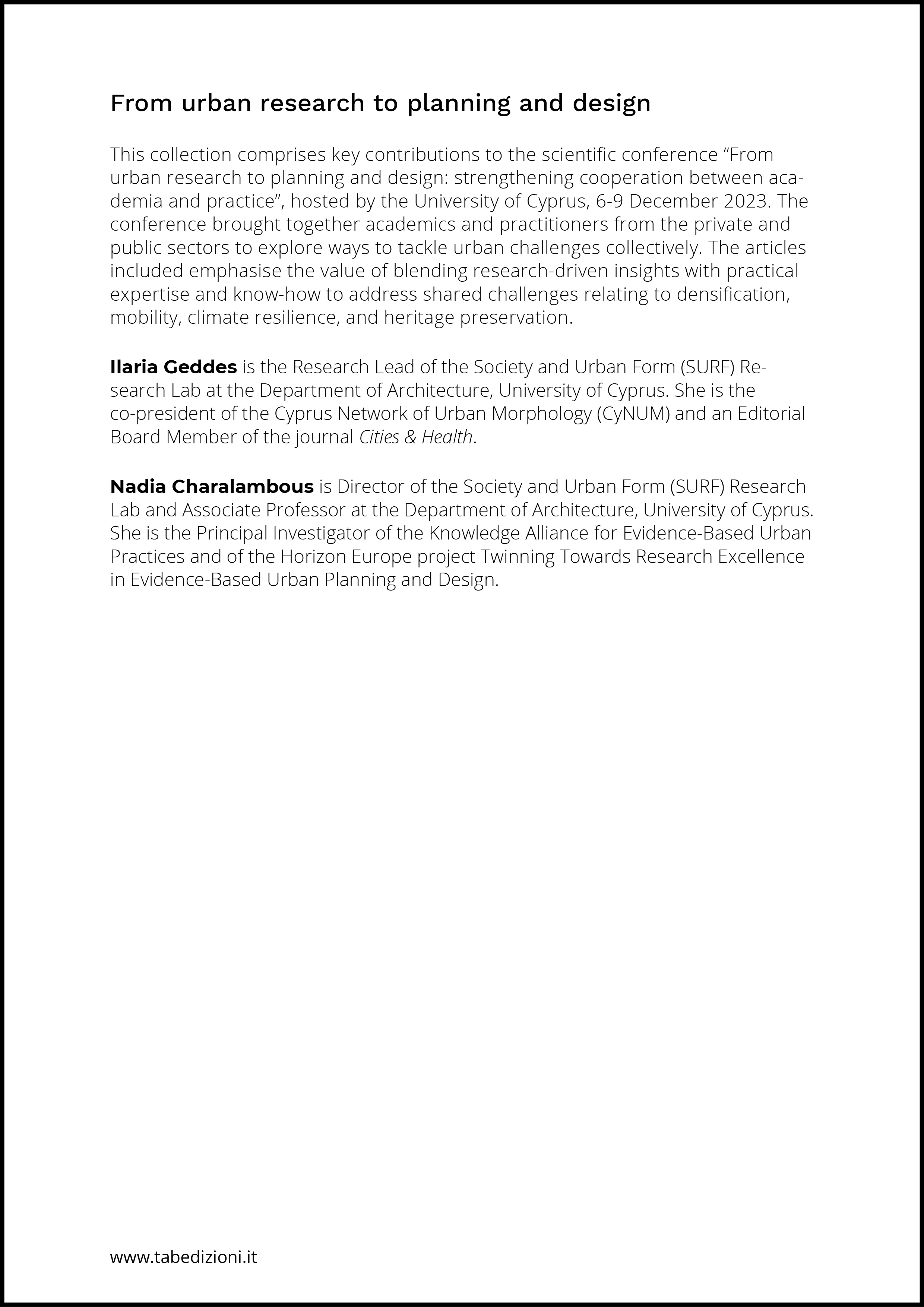 From urban research to planning and design